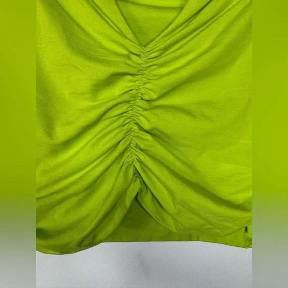 Zara Lime Ruched Crop Top – Size L - Picture 7 of 13